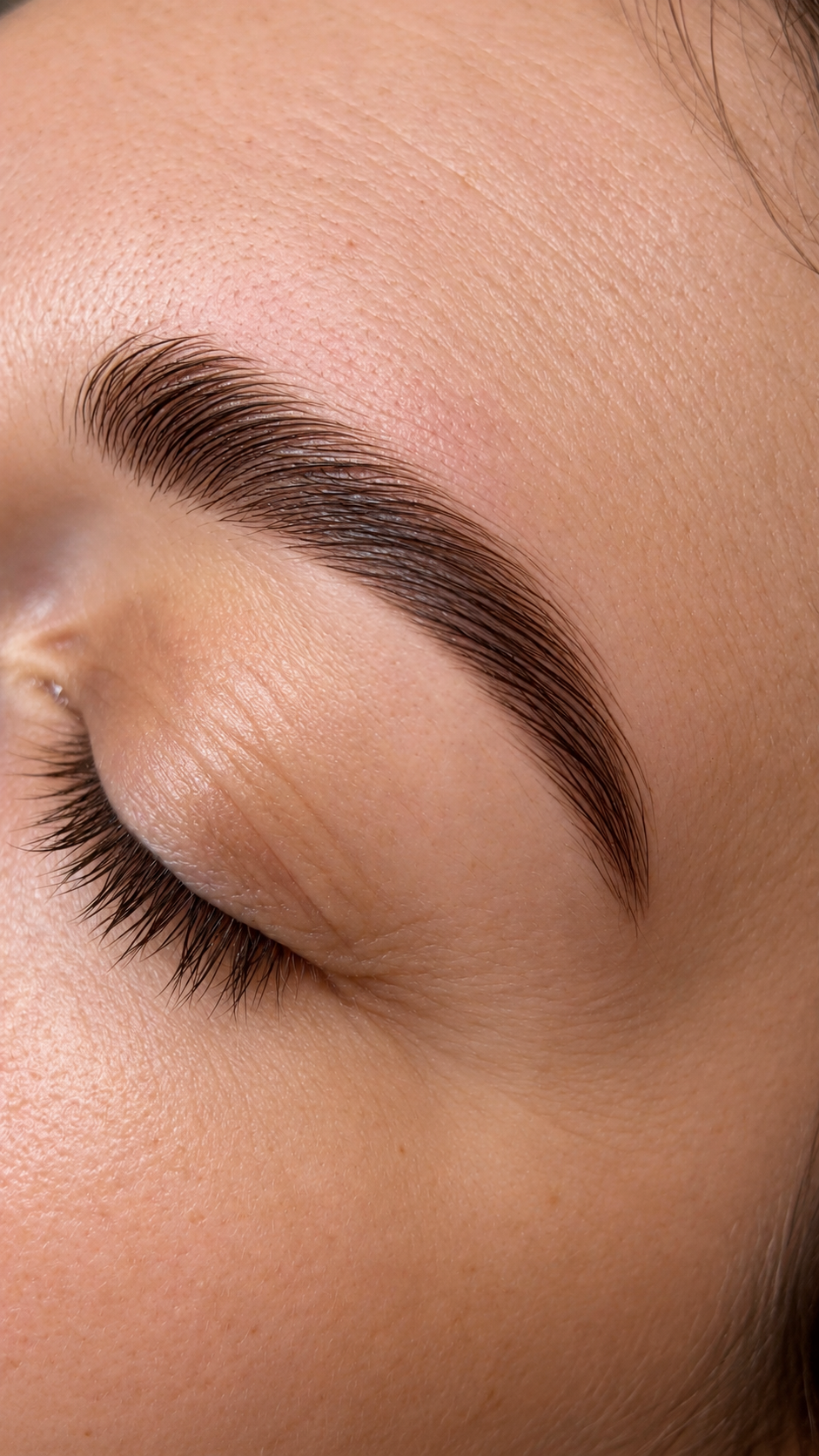 Close-up of a groomed eyebrow